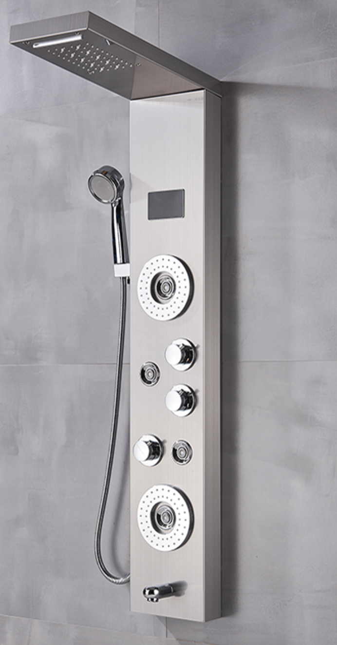 Douchepaneel Opbouwdouche VoordeelPaleis® Verona LCD Zilver Geborsteld