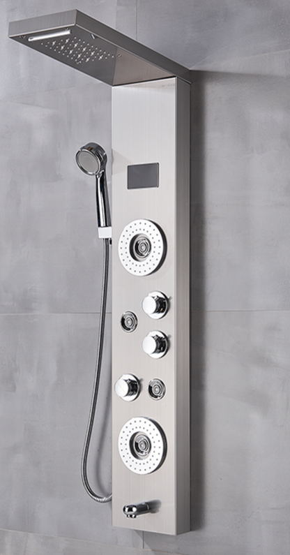 Douchepaneel Opbouwdouche VoordeelPaleis® Verona LCD Zilver Geborsteld