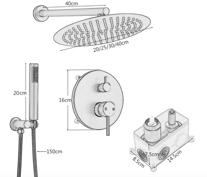 VoordeelPaleis® Lima inbouw doucheset | handdouche|mengkraan|regendouche (12 inch) | rond |Chroom 2 weg