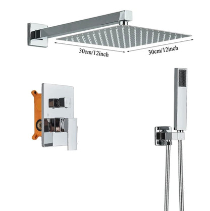 VoordeelPaleis® Doucheset Lugano Premium handdouche mengkraan regendouche vierkant 25 cm. Chroom inbouw 2 weg