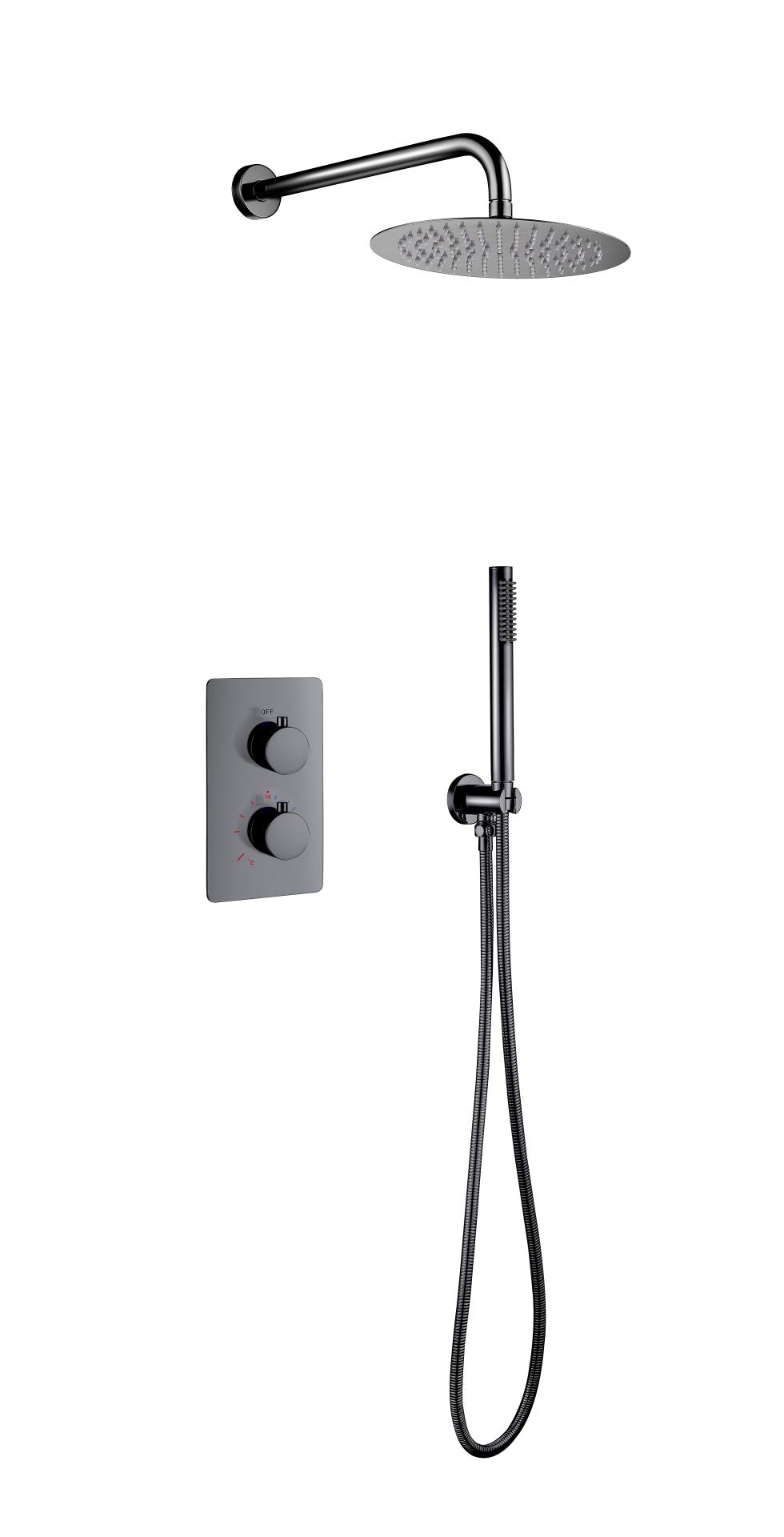 VoordeelPaleis® Inbouw Regendouche Set Creavit Aloni met Handdouche en Wanduitloop Gunmetal Grijs