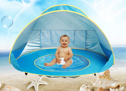 Babystrandtent – UV-Bescherming - Pop-Up Ontwerp met Verkoelend Badje - Ideaal voor Baby's en Peuters