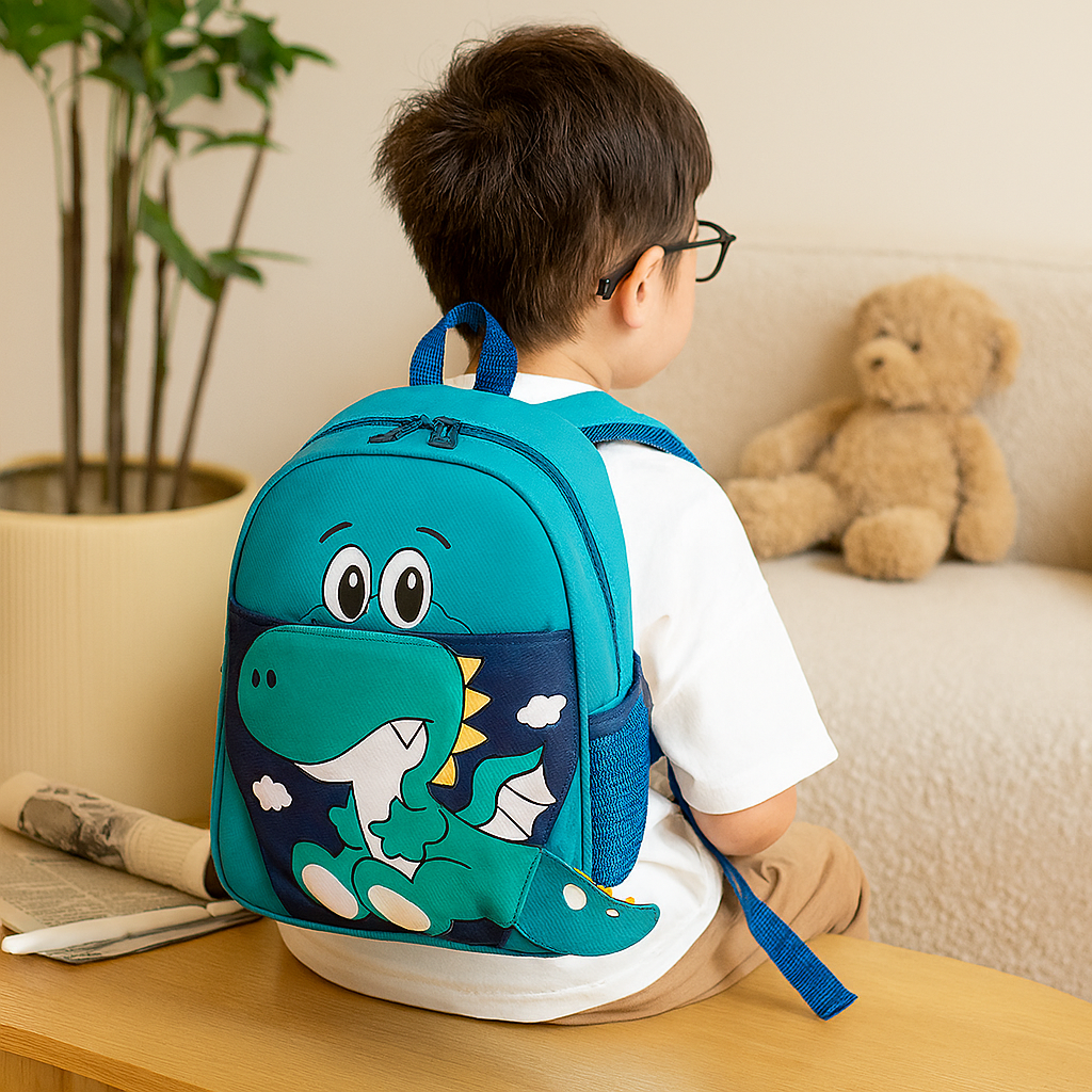 Kinder Rugzak met Cartoon-Dino Ontwerp - Lichtgewicht en Ademend