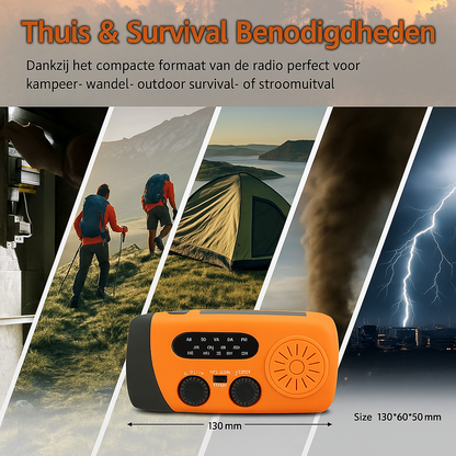 SafeSurvive Draagbare Noodradio – AM/FM, Zonnepaneel, Handcrank