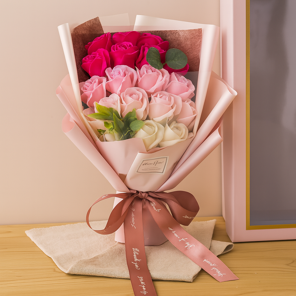 RoosLief zeepbloemen – Duurzaam romantisch boeket met geur en elegantie