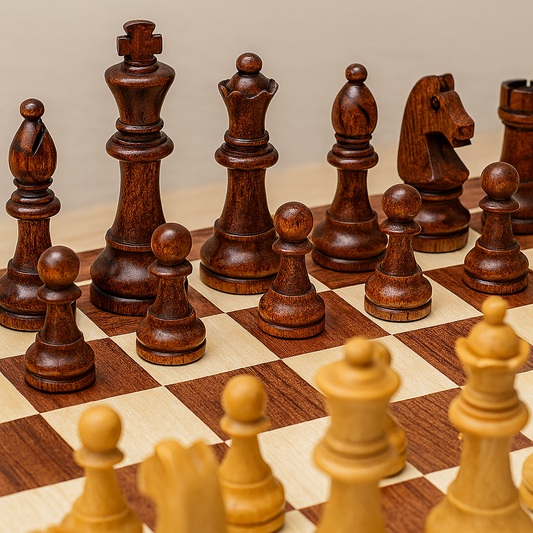 Chesstra houten schaakset – Handgemaakt, opvouwbaar met luxe afwerking