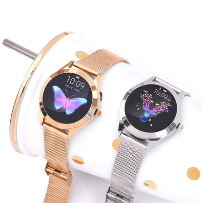 LuxeFit Elegance Smartwatch – Roestvrijstalen Dameshorloge met Sport- en Gezondheidsfuncties