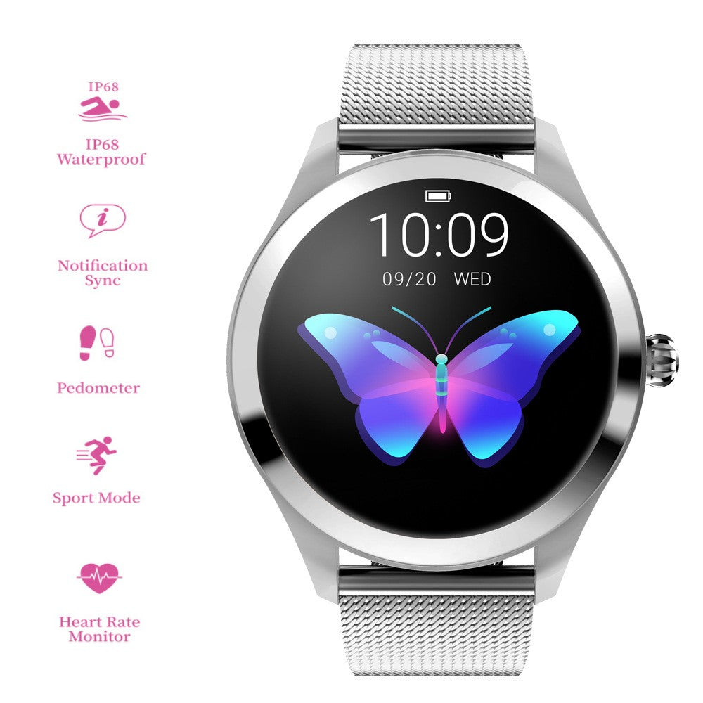 LuxeFit Elegance Smartwatch – Roestvrijstalen Dameshorloge met Sport- en Gezondheidsfuncties