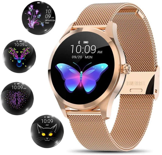 LuxeFit Elegance Smartwatch – Roestvrijstalen Dameshorloge met Sport- en Gezondheidsfuncties