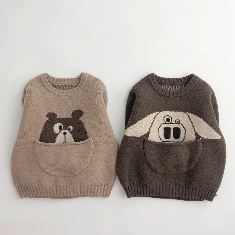 Dieren Trui – Zachte Katoenmix met Handige Buidel en Leuke Print – Perfect voor Kinderen