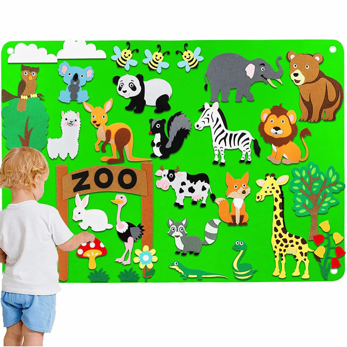 Dieren Viltbord – Educatieve Decoratie van Zacht Vilt, Interactief en Veilig voor Kinderen