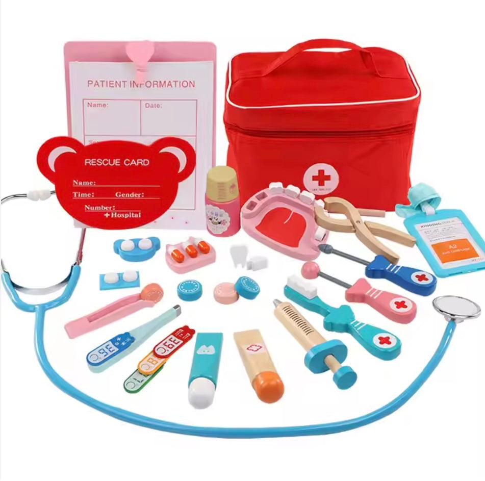 Houten Dokter Set – 20 Stukken, Niet-Toxisch Hout – Creatief en Educatief Speelgoed voor Kinderen
