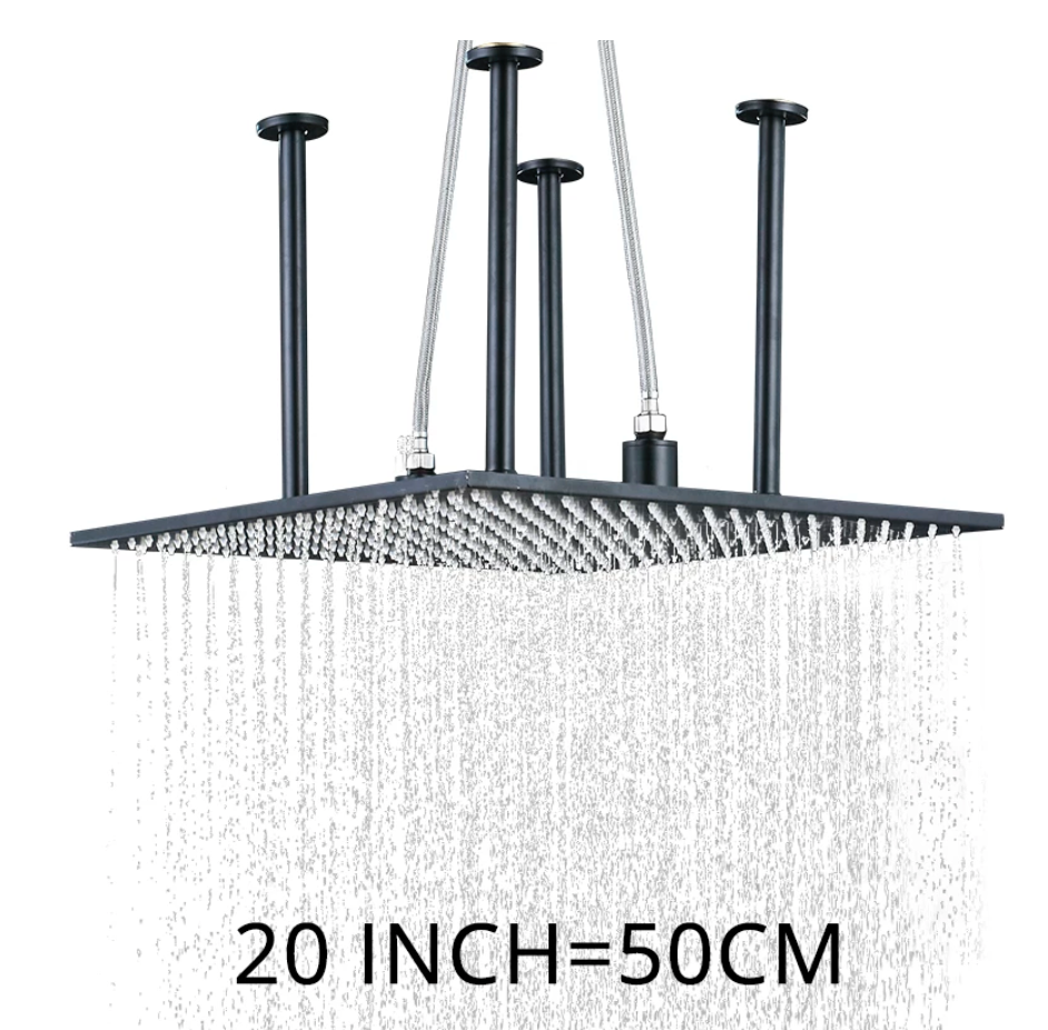 VoordeelPaleis® SmartPulse Plafond Regendouche Plateau Alicante 50 cm vierkant mat zwart