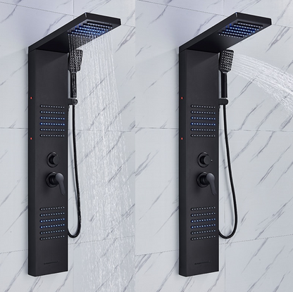 ACTIE Douchepaneel Regendouche VoordeelPaleis® Xena mat zwart met LED verlichting