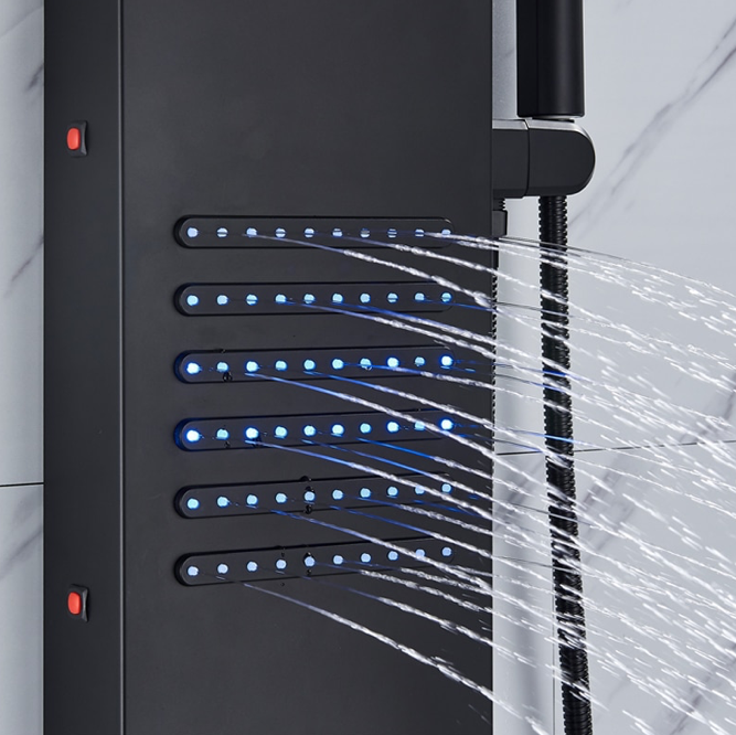 ACTIE Douchepaneel Regendouche VoordeelPaleis® Xena mat zwart met LED verlichting