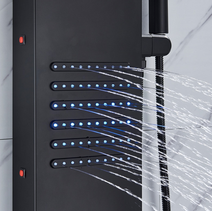 ACTIE Douchepaneel Regendouche VoordeelPaleis® Xena mat zwart met LED verlichting