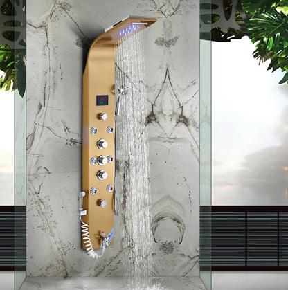 Luxe Douchepaneel Opbouwdouche VoordeelPaleis® Sanos LCD Goud brushed TK1
