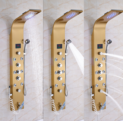 Luxe Douchepaneel Opbouwdouche VoordeelPaleis® Mauve LCD Goud brushed