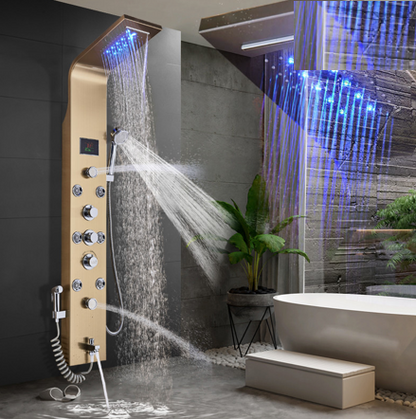 Luxe Douchepaneel Opbouwdouche VoordeelPaleis® Sanos LCD Goud brushed TK1