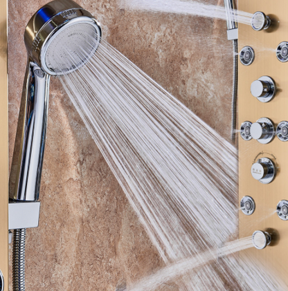Luxe Douchepaneel Opbouwdouche VoordeelPaleis® Sanos LCD Goud brushed TK1