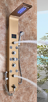 Luxe Douchepaneel Opbouwdouche VoordeelPaleis® Sanos LCD Goud brushed TK1