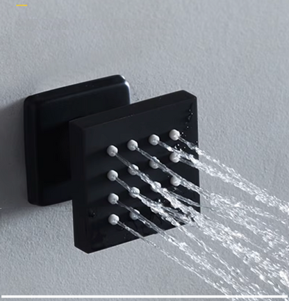 VoordeelPaleis® AquaMax Platinum Wellness Plafond Thermostatische Doucheset 4 weg Inbouw Plafond LED regendouche Mat Zwart