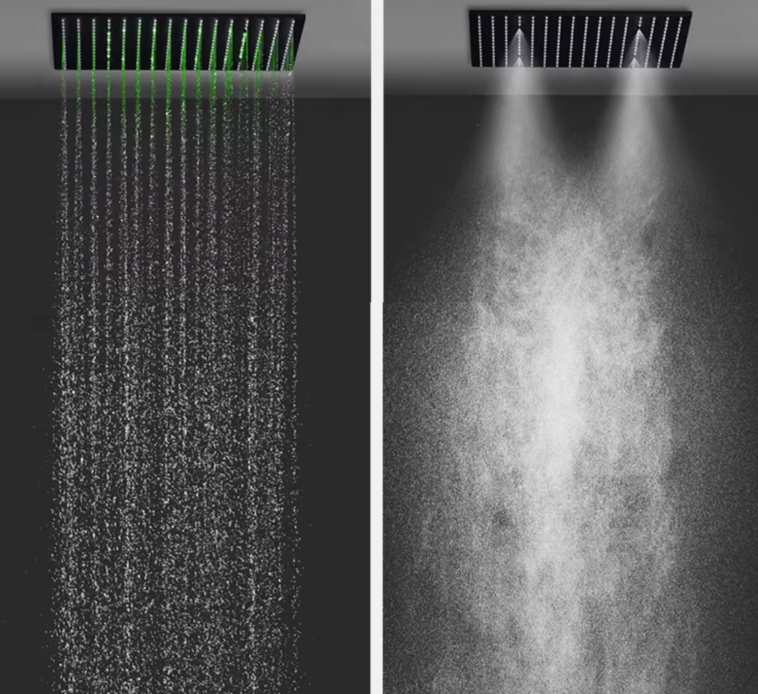 VoordeelPaleis® AquaMax Platinum Wellness Plafond Thermostatische Doucheset 3 weg Inbouw Plafond LED regendouche Mat Zwart
