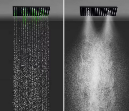 VoordeelPaleis® AquaMax Platinum Wellness Plafond Thermostatische Doucheset 3 weg Inbouw Plafond LED regendouche Mat Zwart