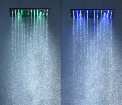VoordeelPaleis® AquaMax Platinum Wellness Plafond Thermostatische Doucheset 3 weg Inbouw Plafond LED regendouche Mat Zwart