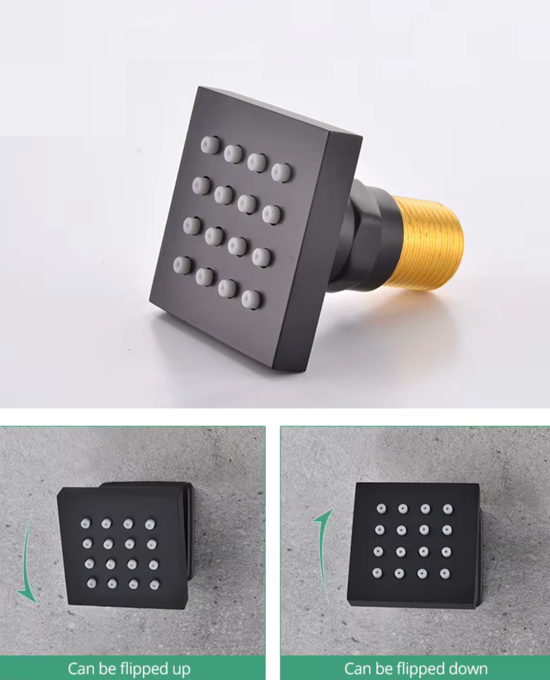 VoordeelPaleis® AquaMax Platinum Wellness Plafond Thermostatische Doucheset 4 weg Inbouw Plafond LED regendouche Mat Zwart