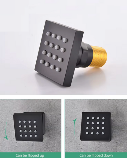 VoordeelPaleis® AquaMax Platinum Wellness Plafond Thermostatische Doucheset 4 weg Inbouw Plafond LED regendouche Mat Zwart