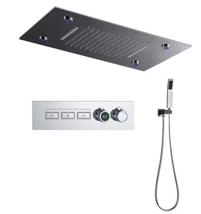 VoordeelPaleis® AquaTherme Plafond Thermostatische Doucheset 3 weg Inbouw Plafond LED regendouche Chroom
