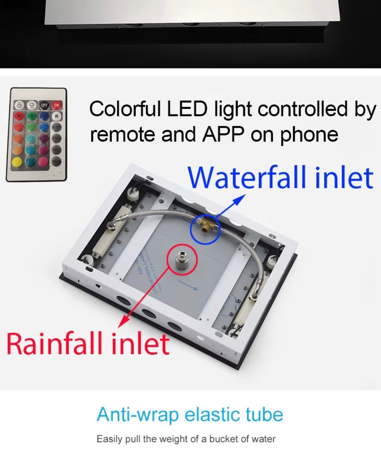 VoordeelPaleis® AquaTherme Plafond Thermostatische Doucheset 3 weg Inbouw Plafond LED regendouche Chroom