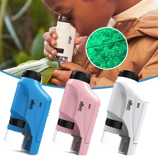 Draagbare Microscoop – 60x-120x Vergroting, LED Verlichting – Educatief Wetenschapsspeelgoed voor Kinderen