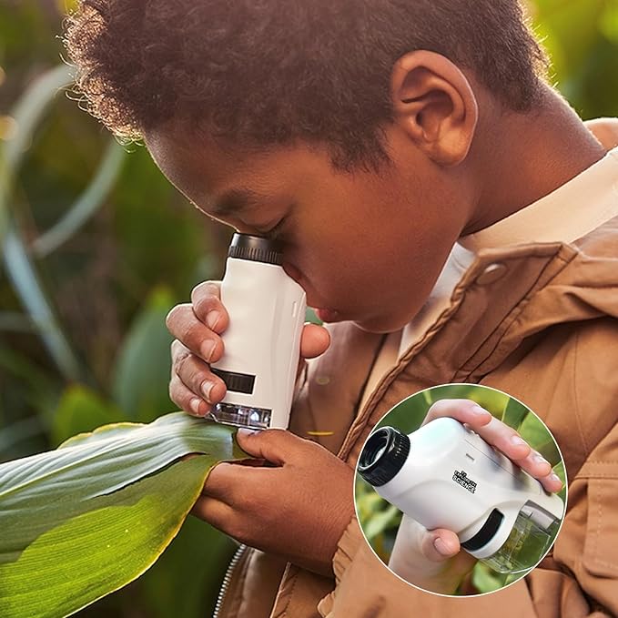 Draagbare Microscoop – 60x-120x Vergroting, LED Verlichting – Educatief Wetenschapsspeelgoed voor Kinderen