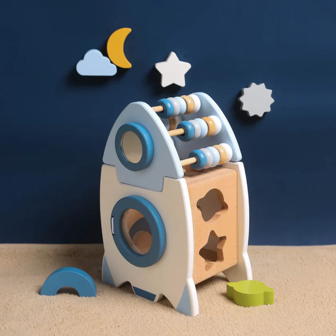 Educatief Houten Blokkenspel – Creatief Ruimtevaart Speelgoed voor Kinderen, Stimuleert Motoriek en Probleemoplossend Vermogen