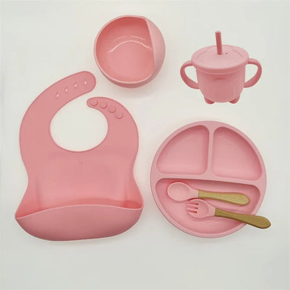 Eetset voor Baby's – Veilig Silicone, Vaatwasserbestendig, Morsbestendig, Drie Compartimenten
