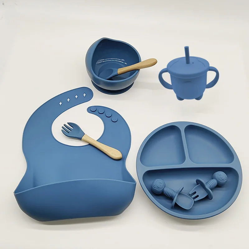 Eetset voor Baby's – Veilig Silicone, Vaatwasserbestendig, Morsbestendig, Drie Compartimenten
