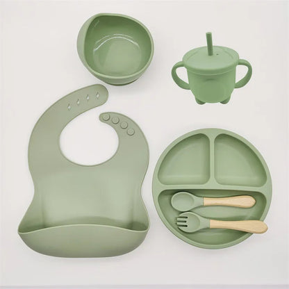 Eetset voor Baby's – Veilig Silicone, Vaatwasserbestendig, Morsbestendig, Drie Compartimenten