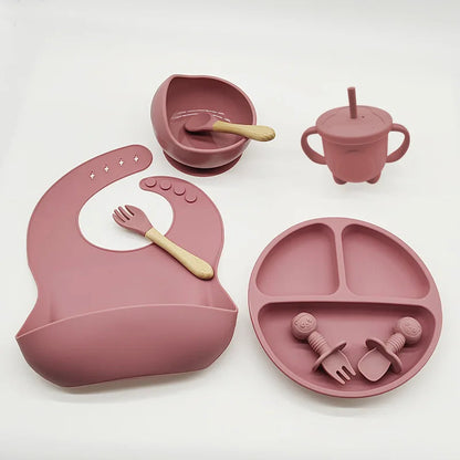Eetset voor Baby's – Veilig Silicone, Vaatwasserbestendig, Morsbestendig, Drie Compartimenten