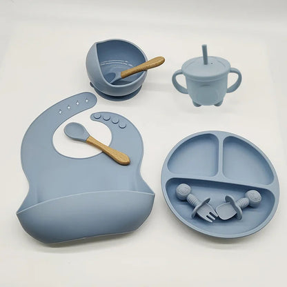 Eetset voor Baby's – Veilig Silicone, Vaatwasserbestendig, Morsbestendig, Drie Compartimenten