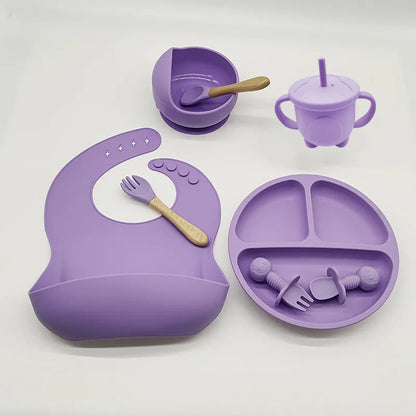 Eetset voor Baby's – Veilig Silicone, Vaatwasserbestendig, Morsbestendig, Drie Compartimenten