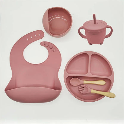 Eetset voor Baby's – Veilig Silicone, Vaatwasserbestendig, Morsbestendig, Drie Compartimenten