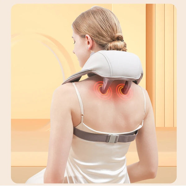 NeckEase Slimme Hals- en Schultermassage – Draadloos Massageapparaat met Warmtetherapie