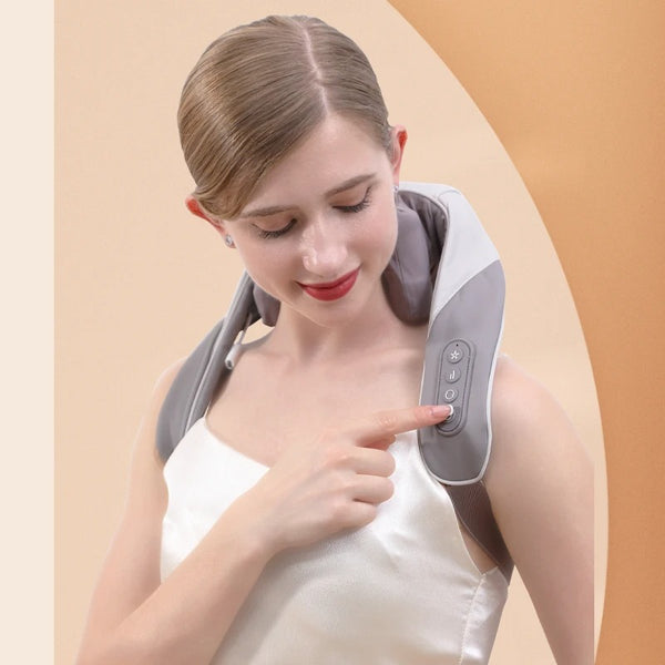 NeckEase Slimme Hals- en Schultermassage – Draadloos Massageapparaat met Warmtetherapie