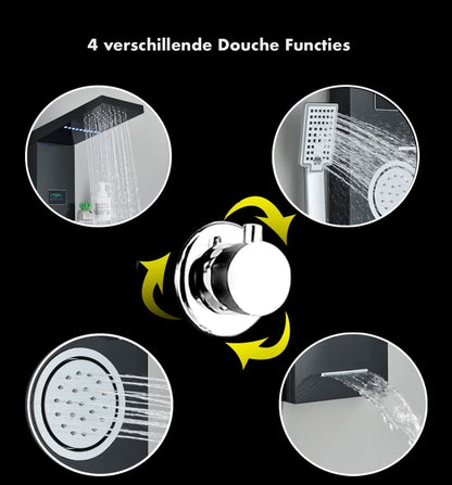 Douchepaneel Regendouche VoordeelPaleis® Fillian LCD Premium zwart