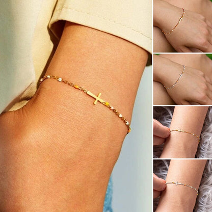 Verstelbare Kruisarmband voor Vriendschap & Geloof – Zilver of Goud – Geschenkdoos Optie