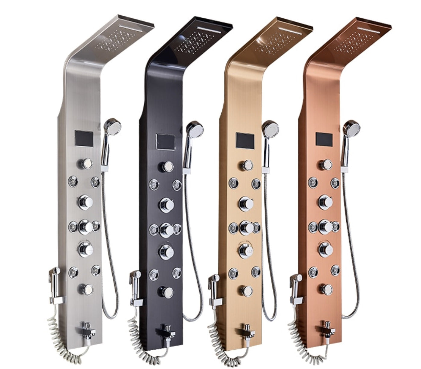 Douchepaneel Opbouwdouche VoordeelPaleis® Sora Douchepaneel met hand- en voetendouche LCD Premium rvs brushed