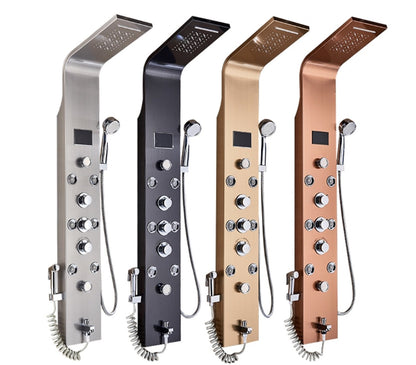 Douchepaneel Opbouwdouche VoordeelPaleis® Sora Douchepaneel met hand- en voetendouche LCD Premium rvs brushed