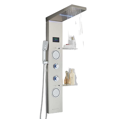 Douchepaneel Regendouche VoordeelPaleis® Carls LCD Premium RVS Brushed